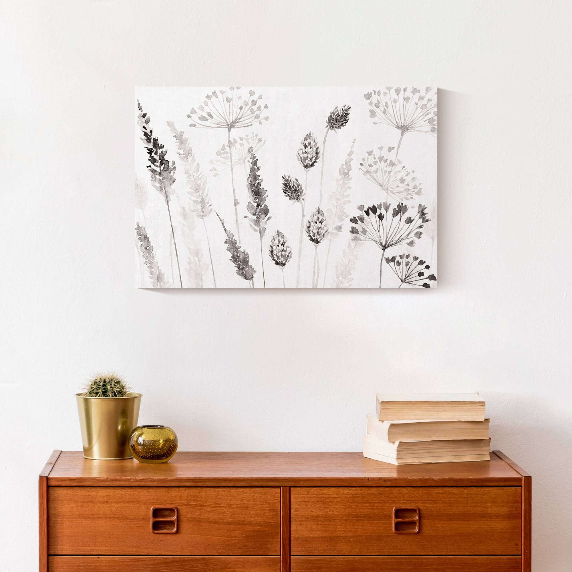 Modern Black Botanical Canvas Wall Art